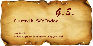 Gyurnik Sándor névjegykártya